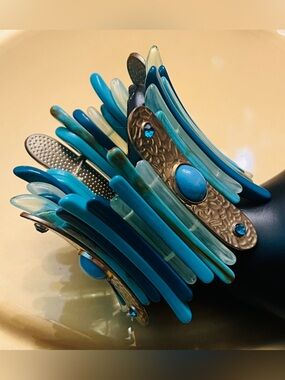 Faux Turquoise Blue Statement Stretchy Bracelet